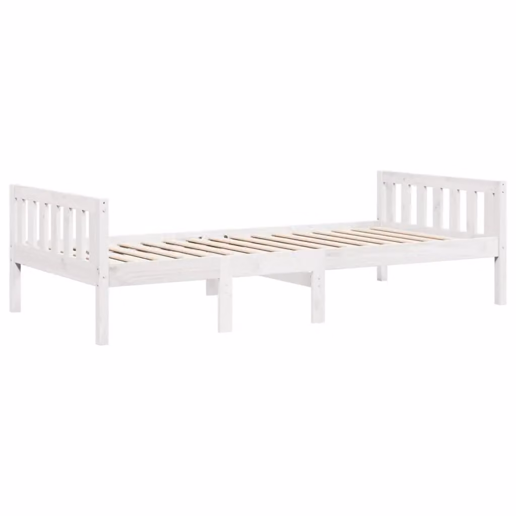 Berkfield Home Childrens Solid Wood Pine Bed in White, W/D/H: 90 x 200 cm – 2