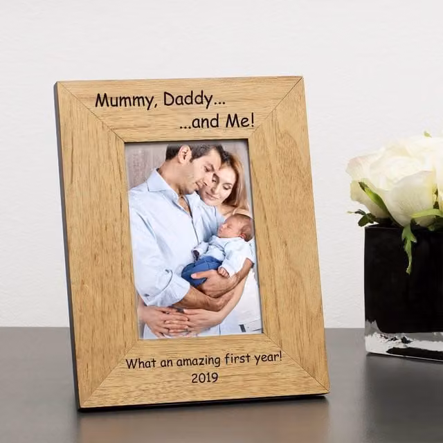 Uniqueful Personalised Happy 1st Mothers Day Wood Picture Frame, Brown, W/H: 17.8 x 12.7 cm