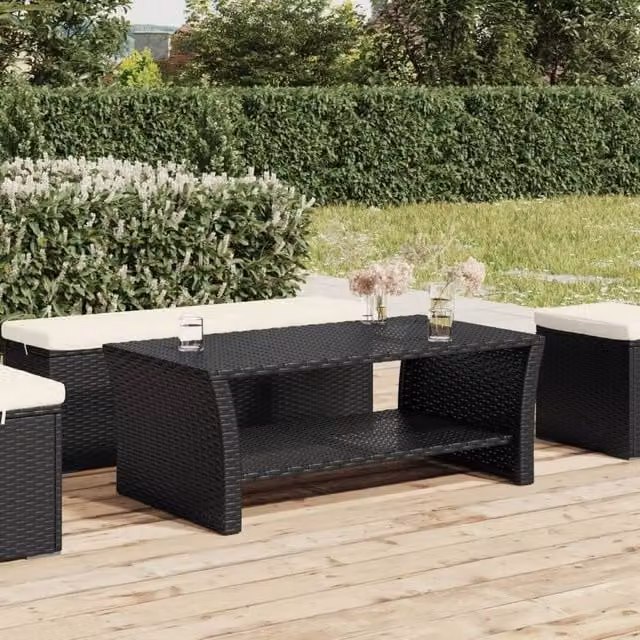 Berkfield Home Black Poly Rattan Coffee Table W/D/H: 100 x 50 x 40 cm – 1