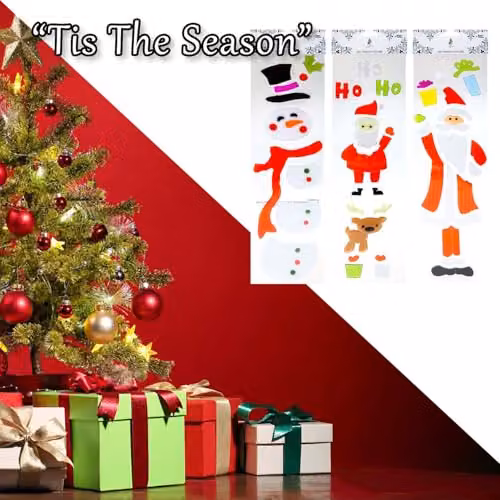 VFM e-Store Christmas Adhesive Paper Stickers in 3 Varied Designs, Multicolour, W: 15 cm, H: 55 cm – 4