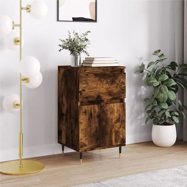 Berkfield Home Smoked Oak Sideboard in Brown, W/D/H: 40 x 35 x 70 cm