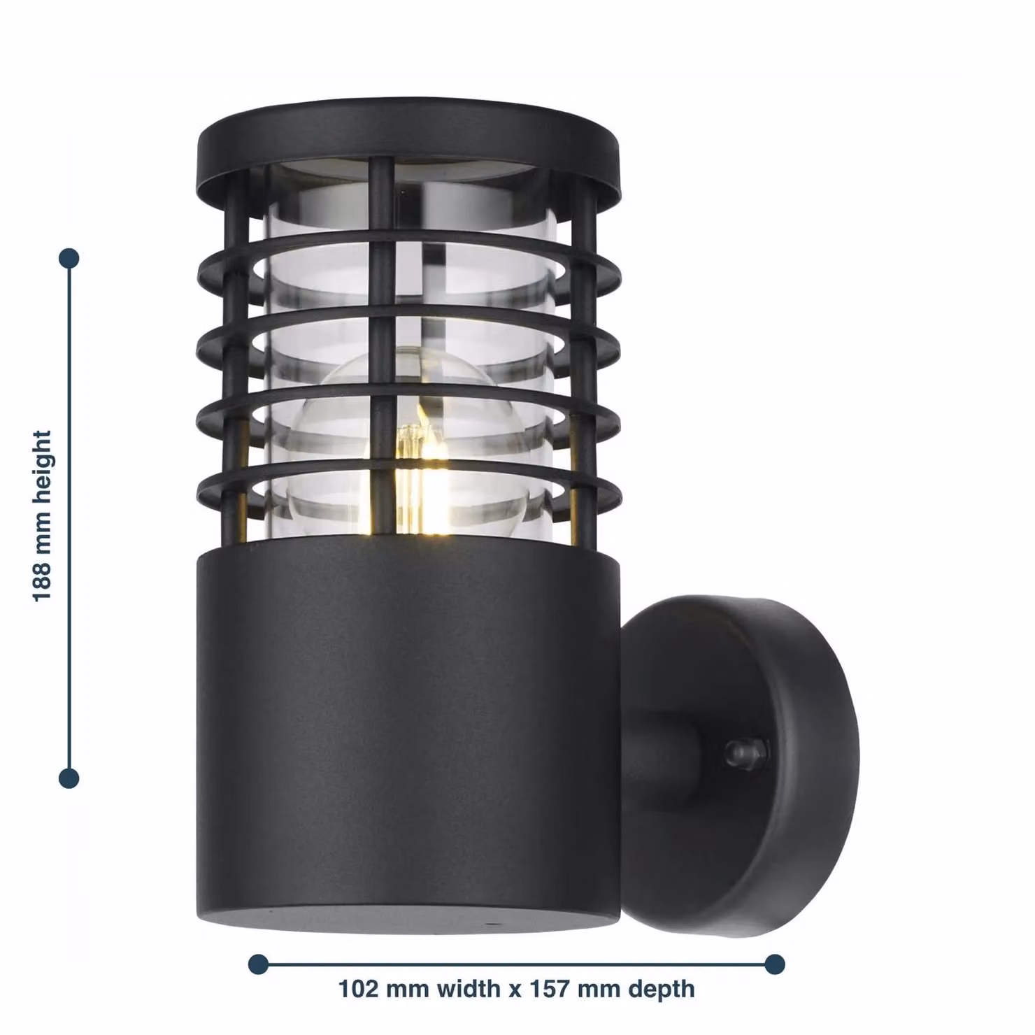 First Choice Lighting Bloom Black IP44 Modern Outdoor Wall Light with Transparent Shade – 4