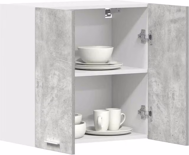 Berkfield Home Modern Matt Grey Kitchen Wall Cabinet with Hinged Doors, W/D/H: 60 x 31 x 60 cm