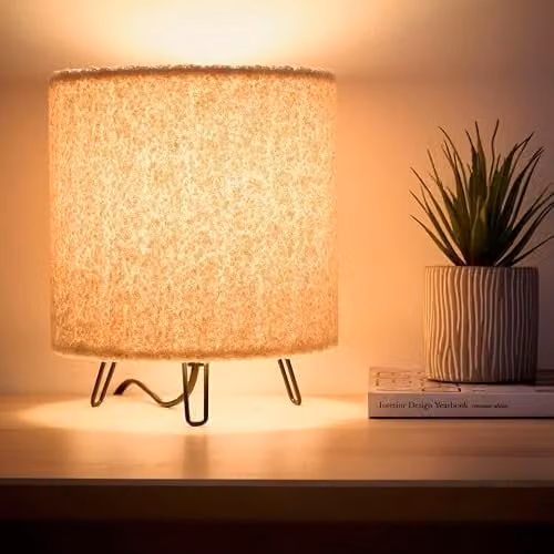 K LIVING Teddy Velvet Table Lamp in Cream, Grey, Orange or Beige, H 21 cm x W 17.5 cm x D 17.5 cm – 2