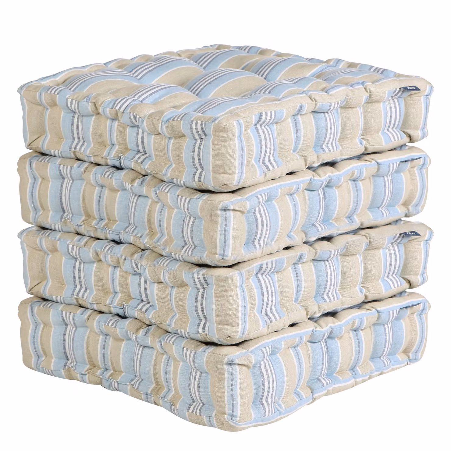 Dibor Set of 4 Blue Striped Indoor Outdoor Seat Pad Box Cushions, W/D/H: 40 x 40 x 40 cm – 2