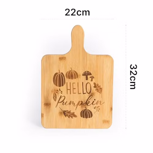 OHS Bamboo Pumpkin Autumn Wooden Serving Board in Brown and Beige, W: 32 cm x D: 22 cm x H: 1.5 cm – 4