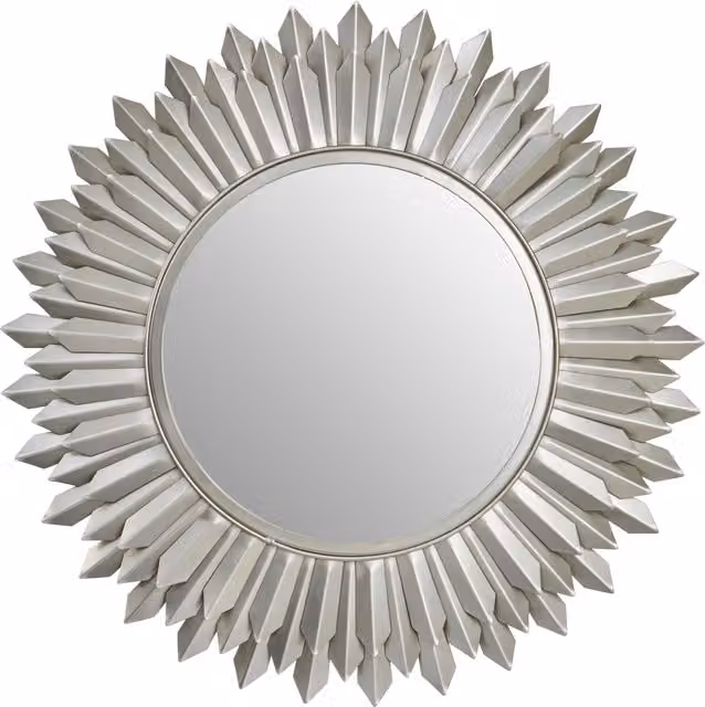 Orsina Templar Sunburst Round Wall Mirror in Silver