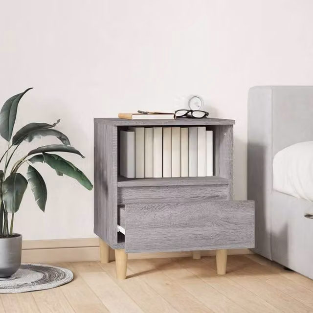 Berkfield Home Elegant Bedside Cabinet in Grey Sonoma, W/D/H: 40 x 35 x 50 cm – 1