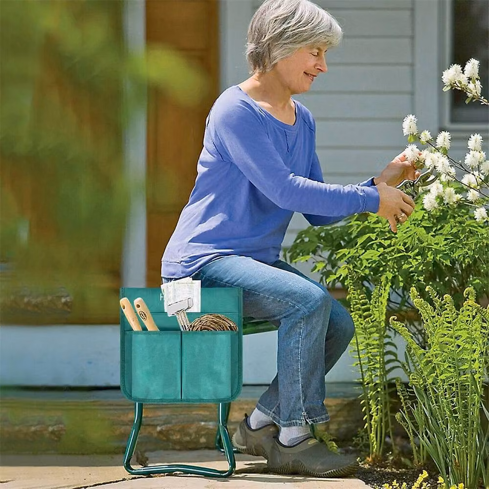 NESTLUNE Portable Garden Kneeler and Seat Bench with Tool Bag Pouch, Green – 3