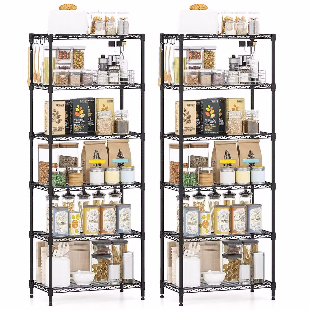 Costway 6-Tier Adjustable Metal Wire Shelving Unit in Matt Black – 2