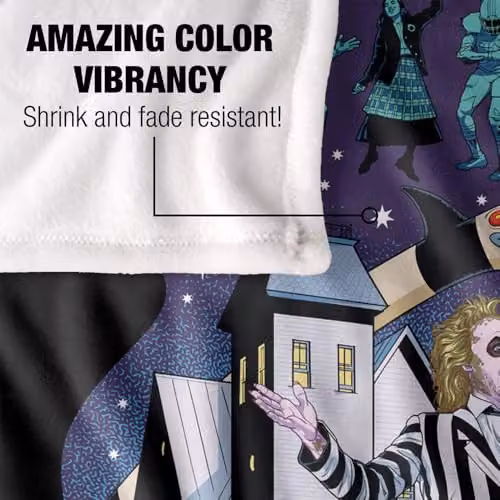 LOGOVISION Beetlejuice Haunted House Party Super Soft Fleece Throw Blanket, Multicolour, W: 152 cm, D: 127 cm – 3