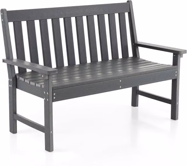 Costway 2-Person Grey Plastic Garden Bench Patio Lounger