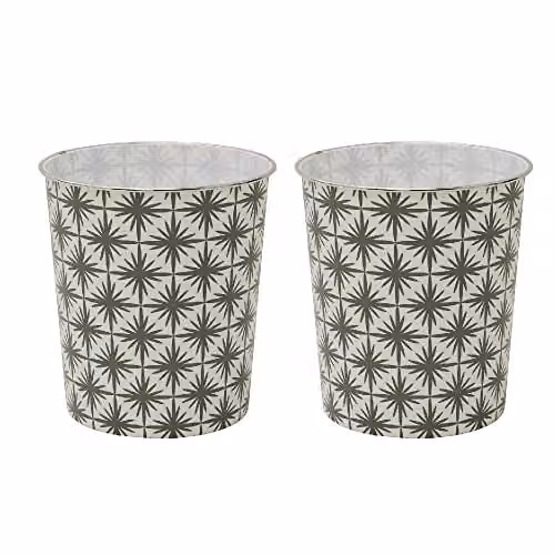 JVL Geometric Waste Paper Bin Set of 2 in Grey and Silver, W/D/H: 24.5 x 26.5 x 24.5 cm