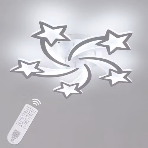 Goeco Modern Star LED Ceiling Light, White, 50W, Dimmable with Remote Control
