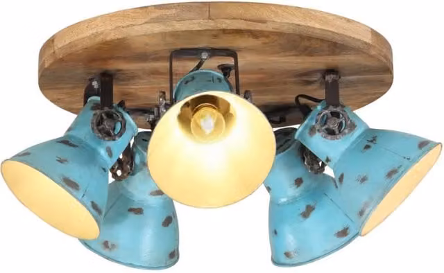 Berkfield Home Industrial Ceiling Lamp in Distressed Blue, W/D/H: 50 x 50 x 25 cm – 1