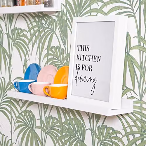Harbour Housewares Pack of 2 White Floating Picture Ledge Wall Shelves, Width: 57 cm – 2