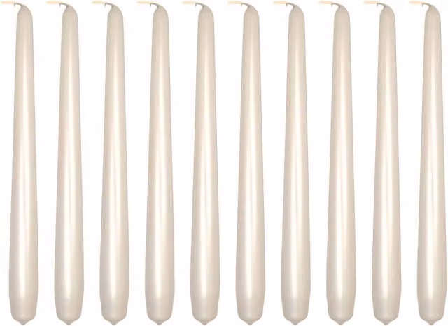 SolaDirect Unscented Tapered Dinner Candles, Pack of 10, 24 cm, Beige and Silver Pearl Metallic Finish