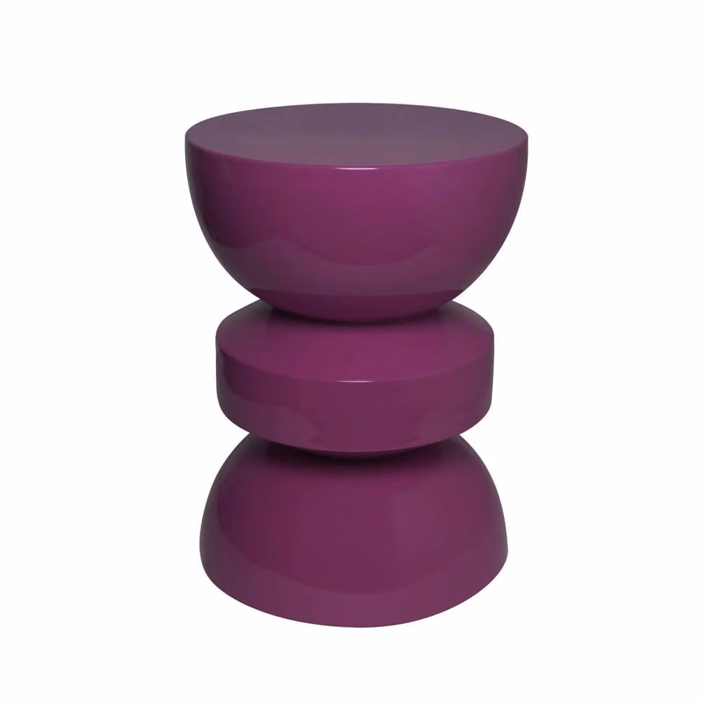 sweeek Round Metal Coffee Table, Side Table or Bedside Table with Glossy Purple Finish, W/D/H: 44.5 x 44.5 x 75 cm – 2