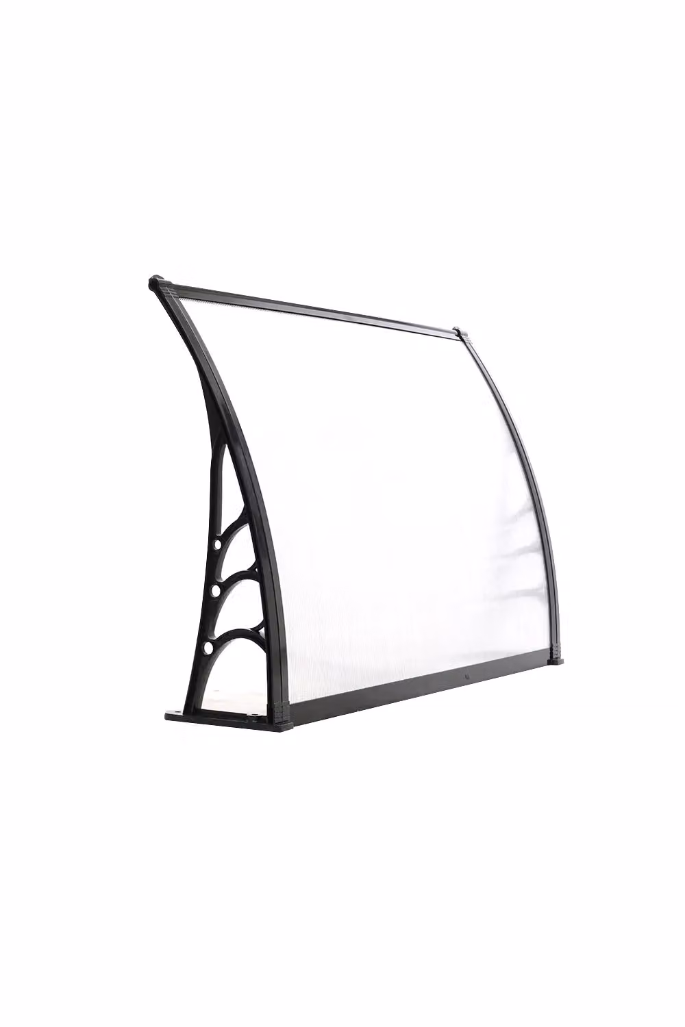 Living and Home Window and Door Awning Canopy with Plastic Cover and Aluminium Brackets, Black and Transparent, W: 120.9 cm, H: 81.3 cm, D: 81.3 cm – 4