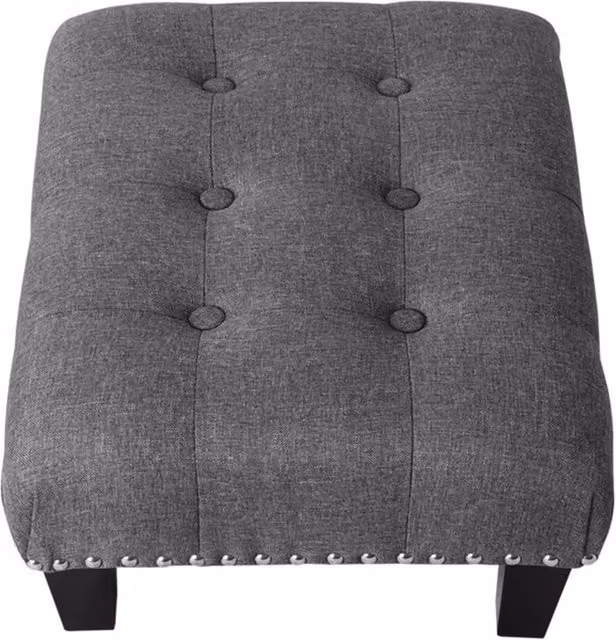 Living and Home Grey Linen Upholstered Rectangular Footstool