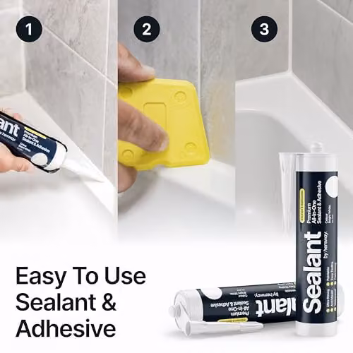 Hemway MS Polymer Waterproof Kitchen and Bathroom Sealant and Adhesive, White, 300 ml – 3
