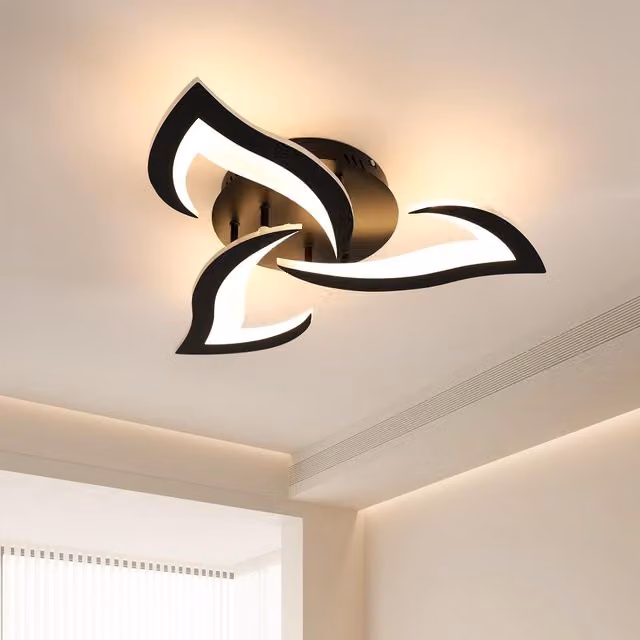 COMELY Modern 36W LED Ceiling Light in Black with 3-Light Flower Design and 3000K Warm White Glow