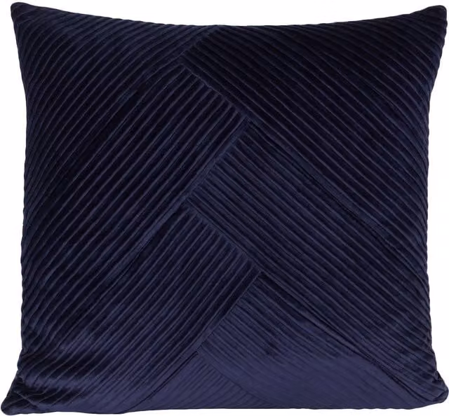 My Home Piper Square Blue Striped Velvet Cushion