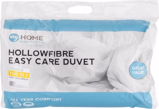 My Home 10.5 Tog Hollow Fibre All Year Duvet, White, Double