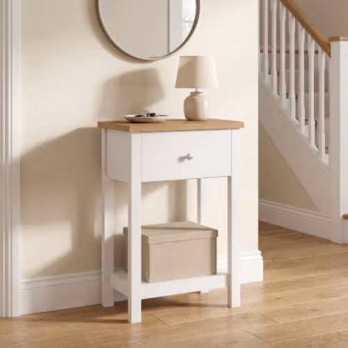 Vida Designs Arlington Modern White MDF Console Table with 1 Drawer, W: 50 cm, D: 30 cm, H: 74 cm – 3