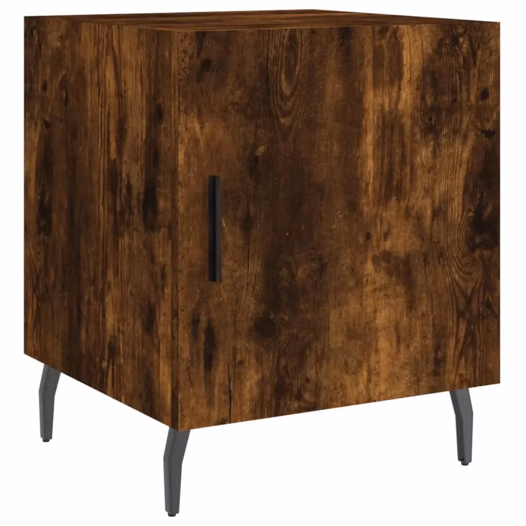 Berkfield Home Set of 2 Smoked Oak Bedside Cabinets in Brown, W/D/H: 40 x 40 x 50 cm – 3
