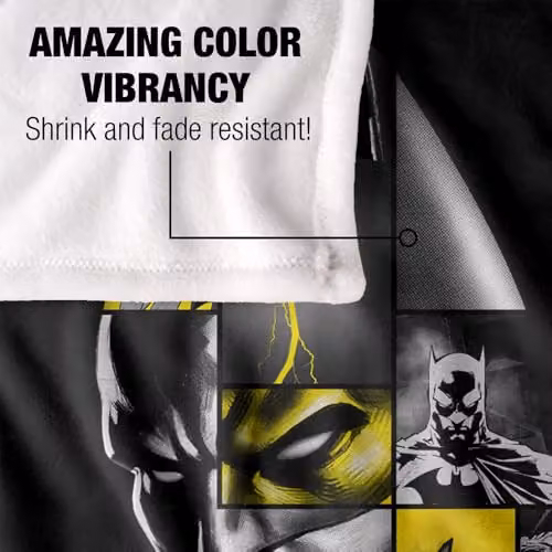 LOGOVISION Batman Panel Portrait and Batmobile Super Soft Fleece Throw Blanket, Multicolour, W: 152 cm, D: 127 cm – 2