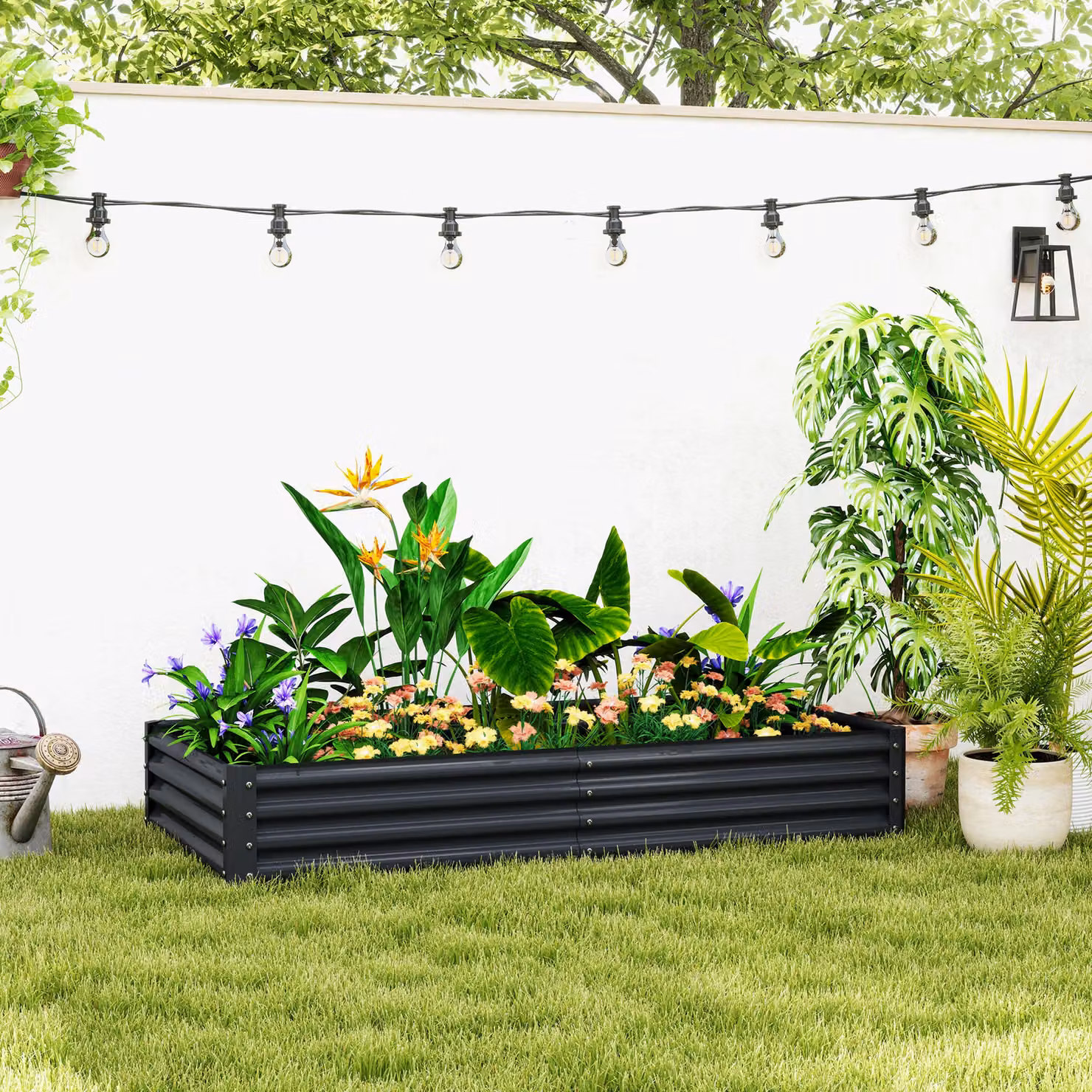 Outsunny Galvanised Steel Open Planter, W: 180 cm, D: 90 cm – 2