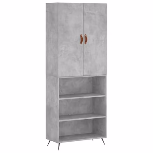 vidaXL Modern Highboard in Concrete Grey, W/D/H: 69.5 x 34 x 180 cm – 1