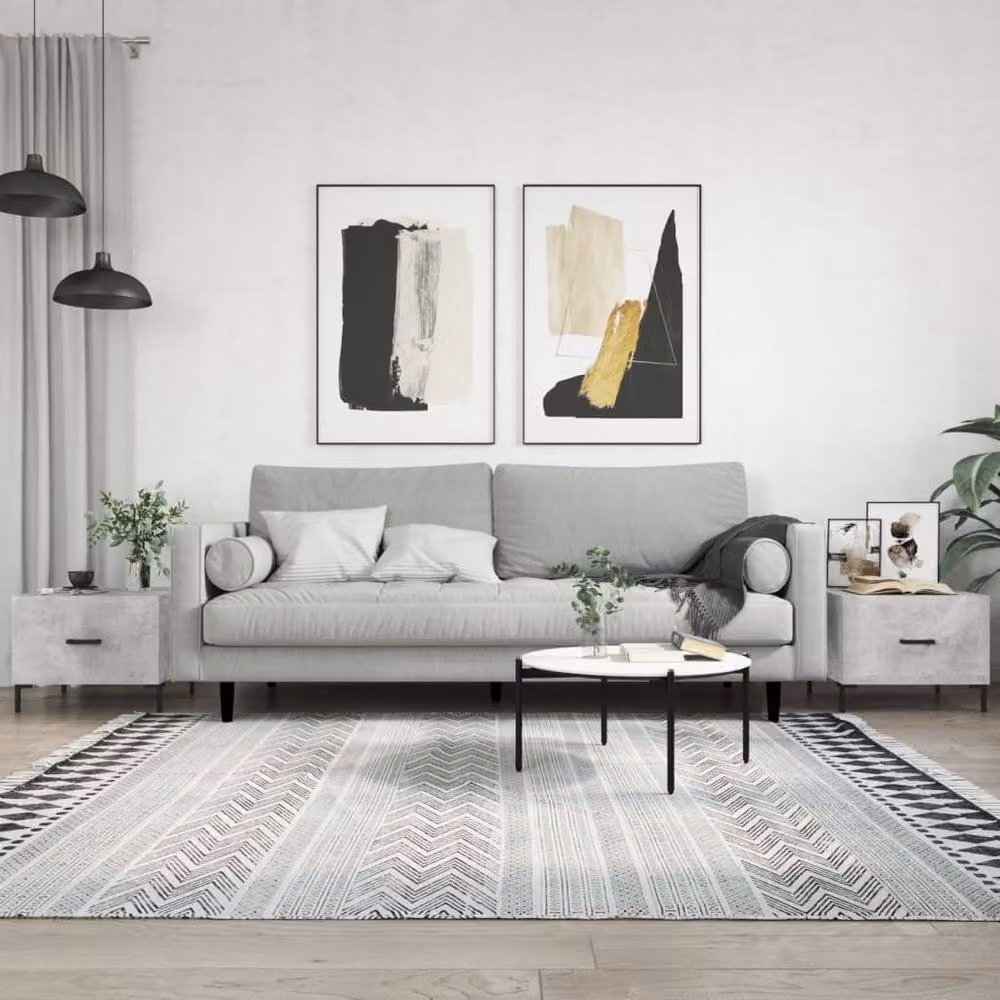 Berkfield Home Set of 2 Square Coffee Tables in Concrete Grey, W/D/H: 50 x 50 x 40 cm – 1