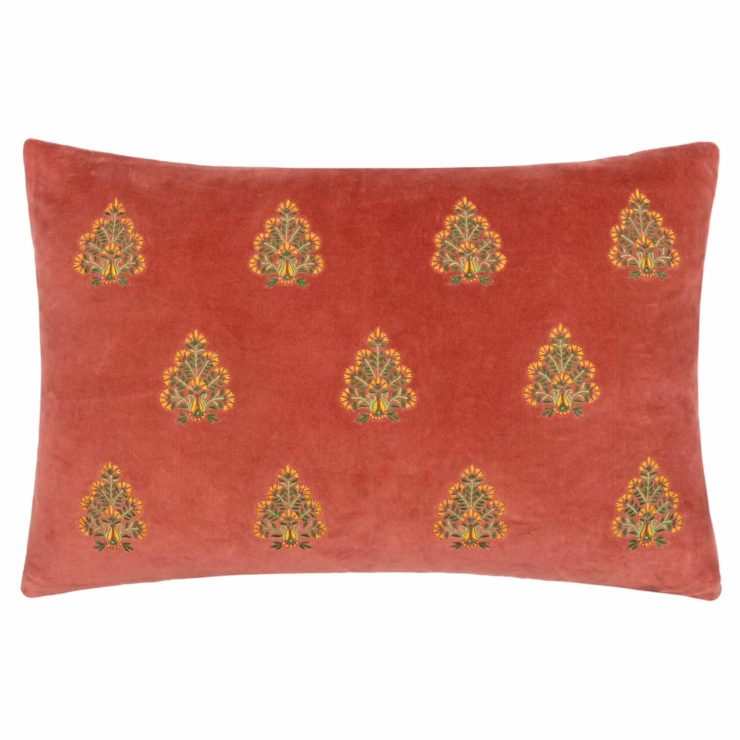 Paoletti Rennes Floral Embroidered Rectangular Cushion in Pink and Red – 2