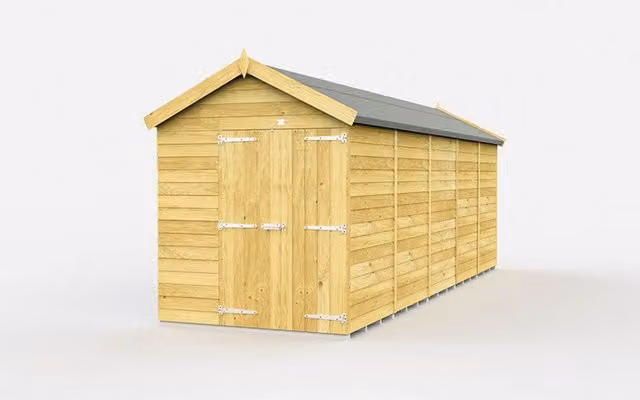 Buttercup Farm Apex Wooden Shed in Brown with Double Doors and No Windows, W/D/H: 560 x 175 x 217 cm