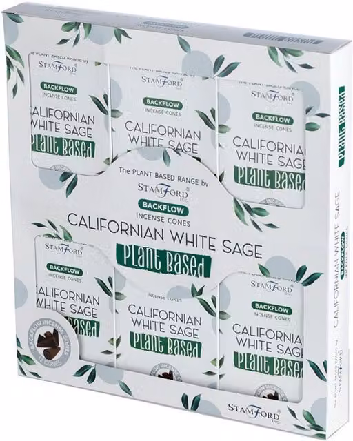 Stamford Plant Based Californian Sage Backflow Incense Cones, White