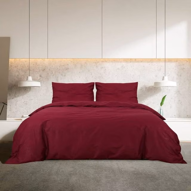 Berkfield Home Elegant Microfibre Duvet Cover and Pillowcase Set, Bordeaux Red, W/D/H: 200 x 200 cm and 50 x 75 cm
