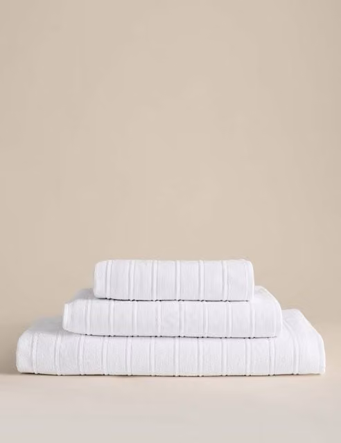 M&S White Striped Egyptian Cotton Towel