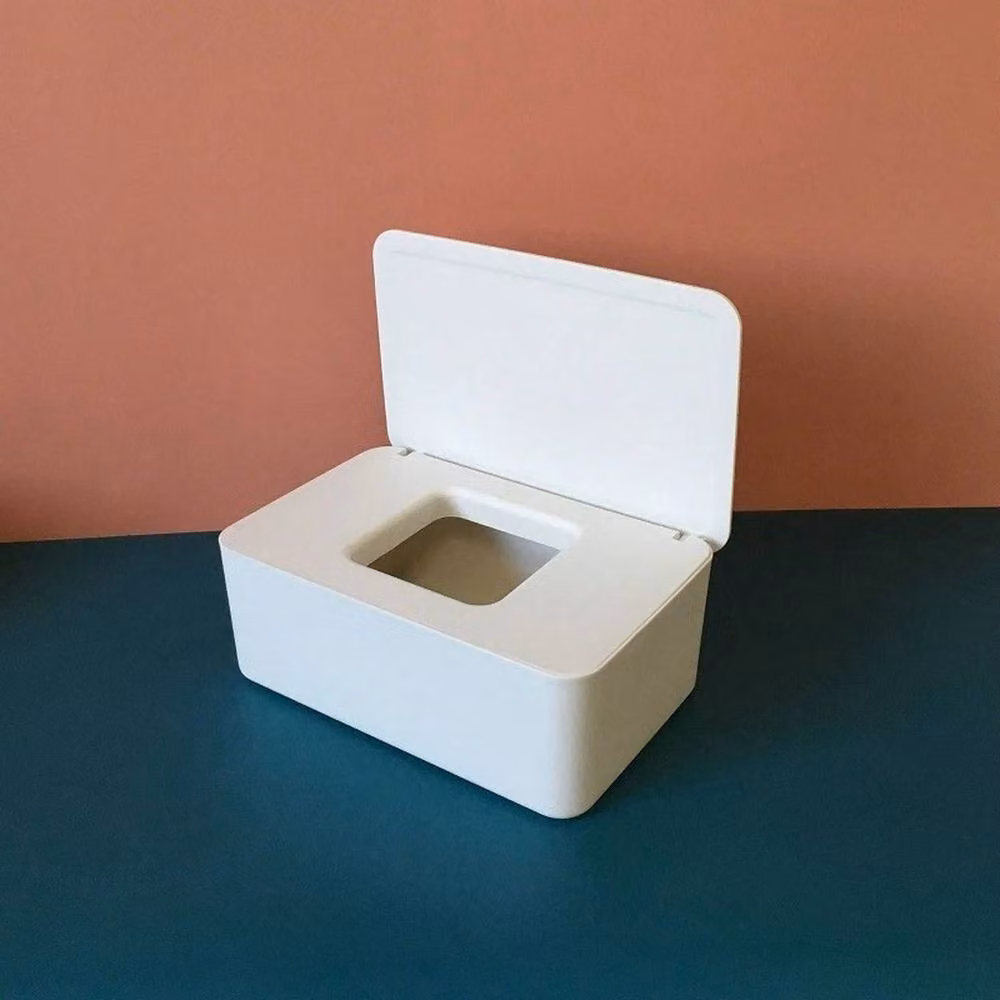 FLAVORA White Plastic Wet Wipes Dispenser Box with Lid – 2