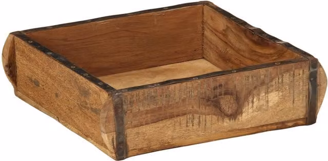 Berkfield Home Set of 4 Rectangular Reclaimed Solid Wood Trays, Brown, W: 31 cm, D: 29 cm, H: 10 cm – 1