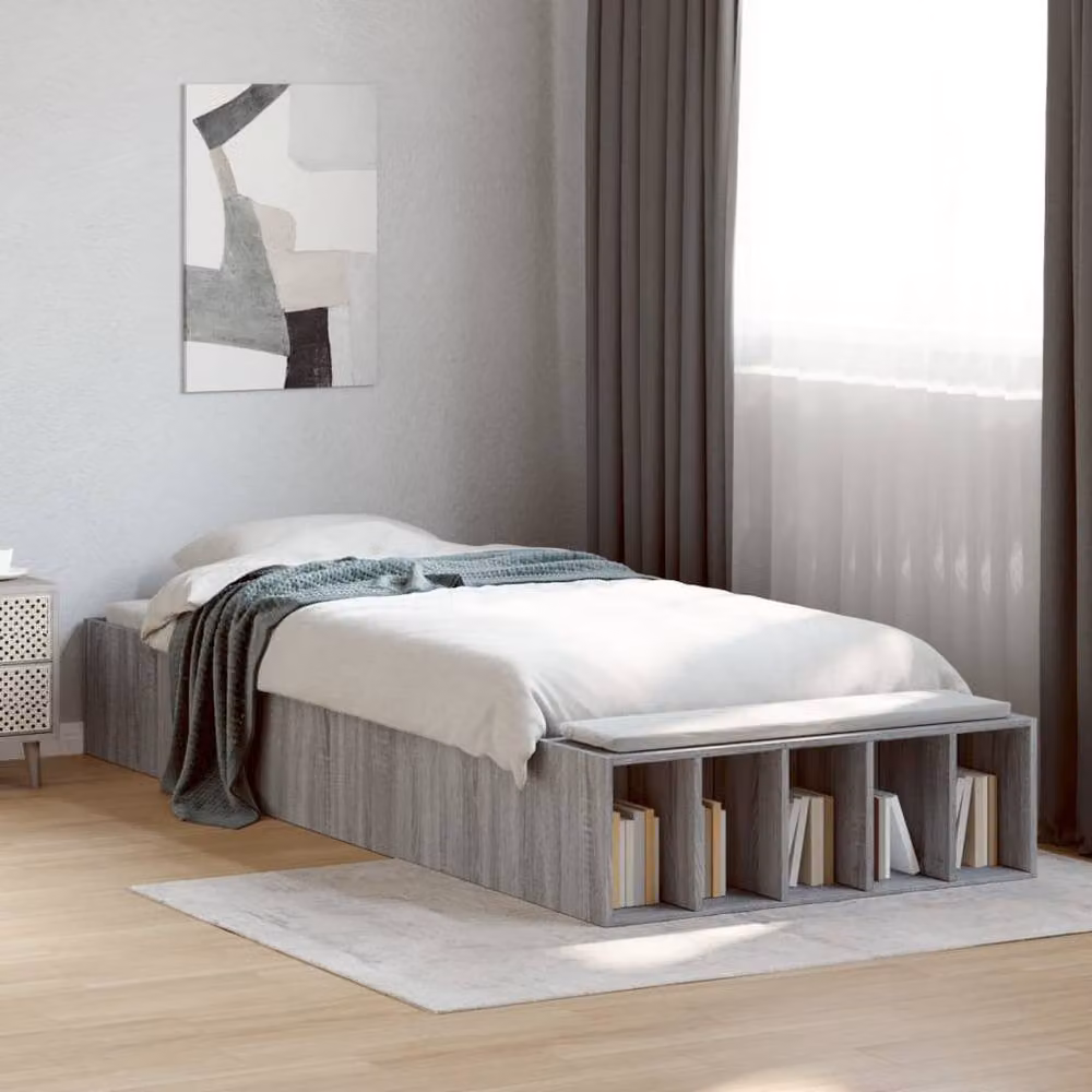 Berkfield Home Modern Bed Frame in Grey Sonoma, W/D/H: 90 x 200 cm – 2
