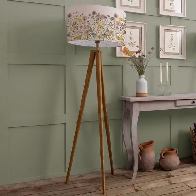 Voyage Maison Aratus Floor Lamp with Medmerry Eva Lampshade in White and Multicolour – 1