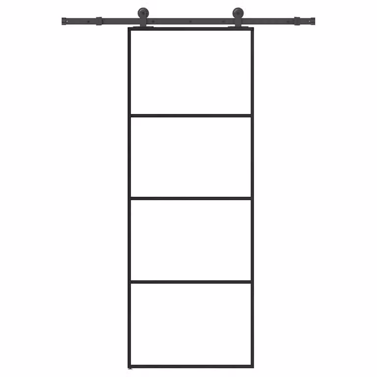 Berkfield Home Sliding Door with Hardware Set in Black, ESG Glass and Aluminium, W: 76 cm, H: 205 cm