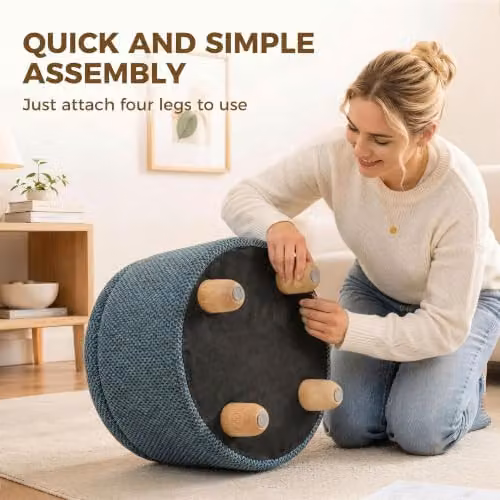 HOMCOM Cube Storage Ottoman Footstool in Blue, W/D/H: 38.5 x 38.5 x 33.5 cm – 6