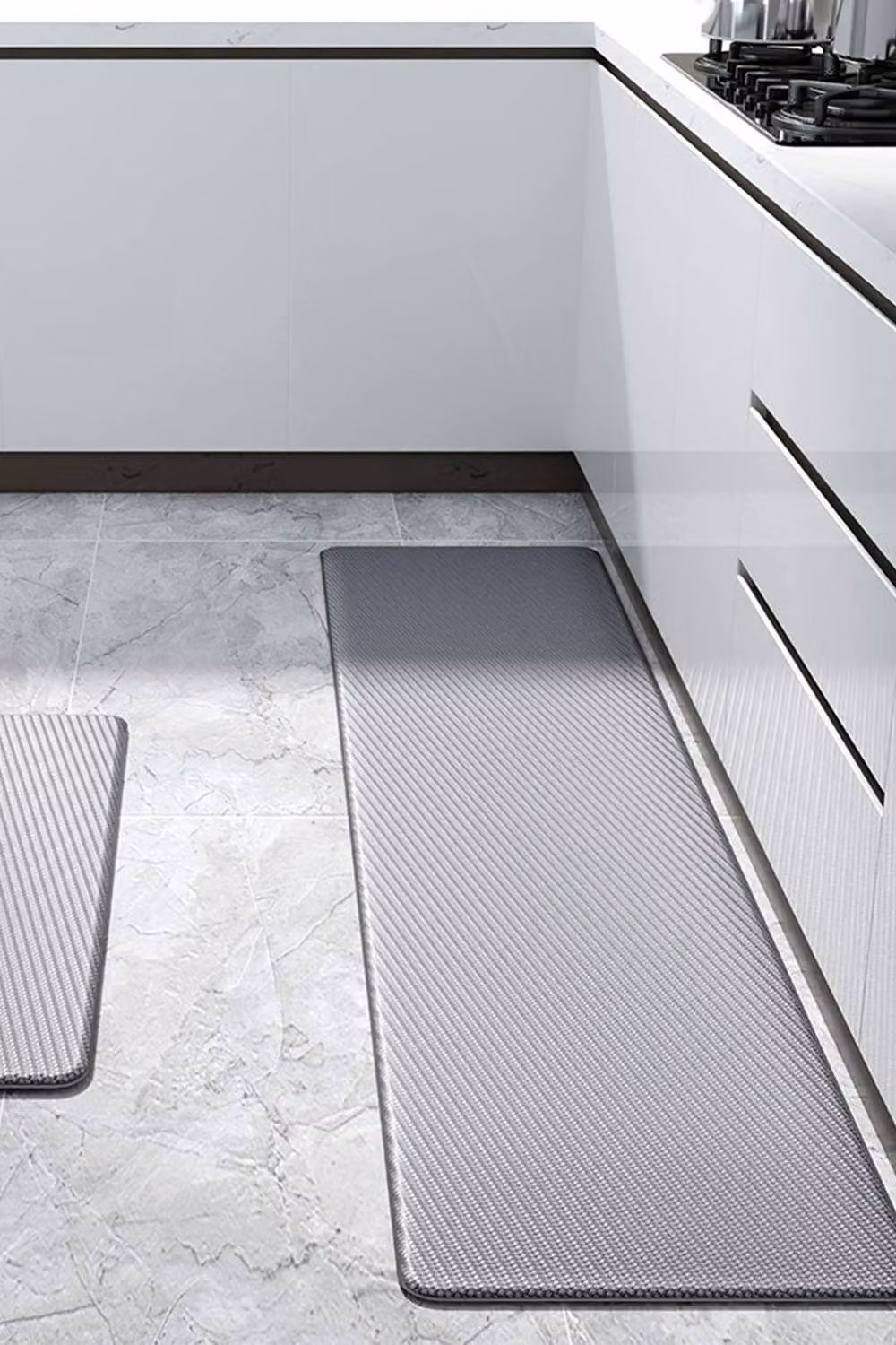 Living and Home Grey PU Leather Waterproof Kitchen Floor Mat, W: 50 cm, L: 100 cm – 2