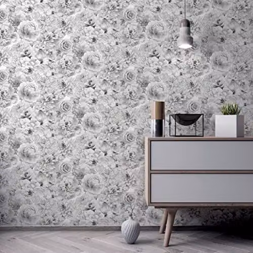 Arthouse Glitter Bloom Silver Floral Botanical Wallpaper Roll – 4