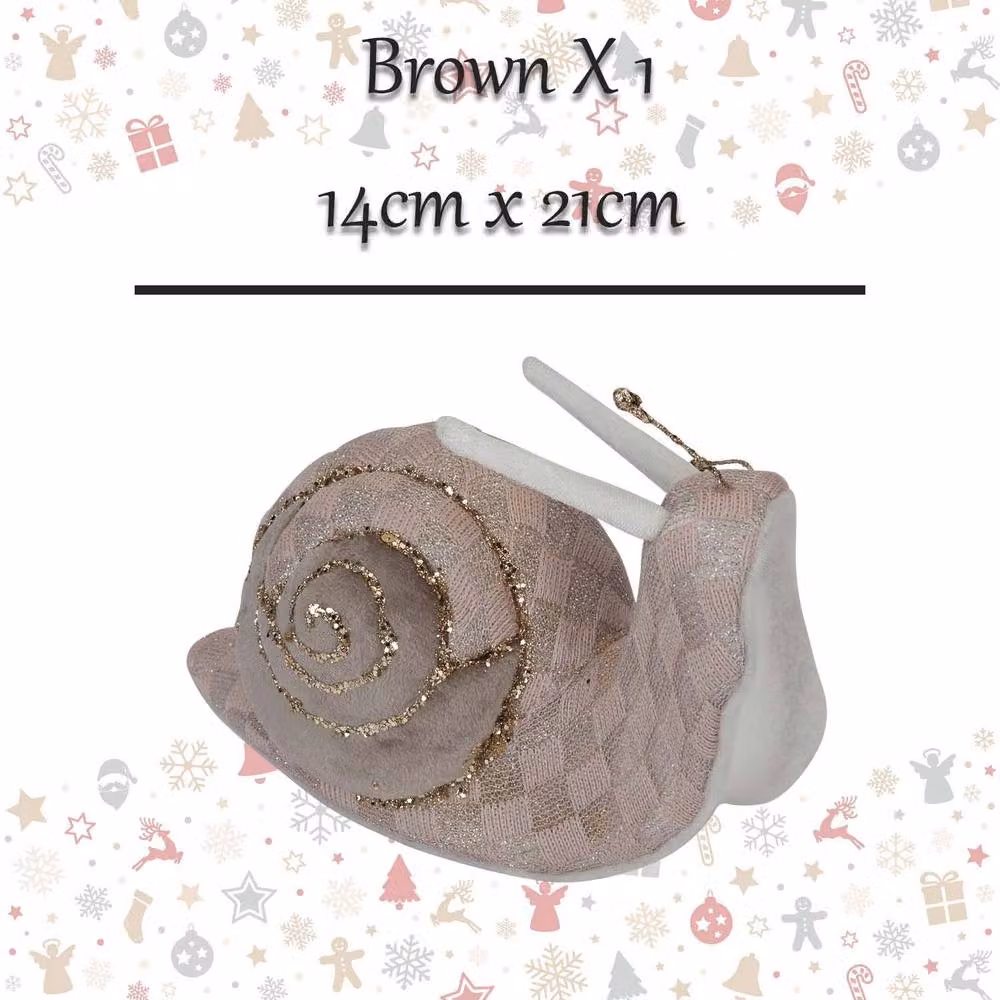 VFM e-Store Christmas Velvet Snail Tabletop Decoration, Brown and Grey, W/H: 14 x 21 cm – 1