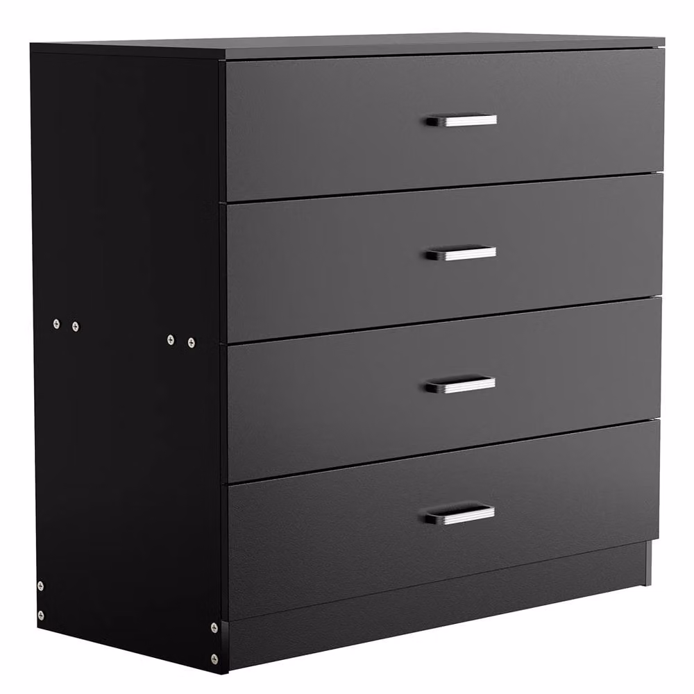 Nordara 4 Drawer Black Chest of Drawers with Metal Handles and Runners, H: 75 cm, W: 72 cm, D: 36 cm – 3