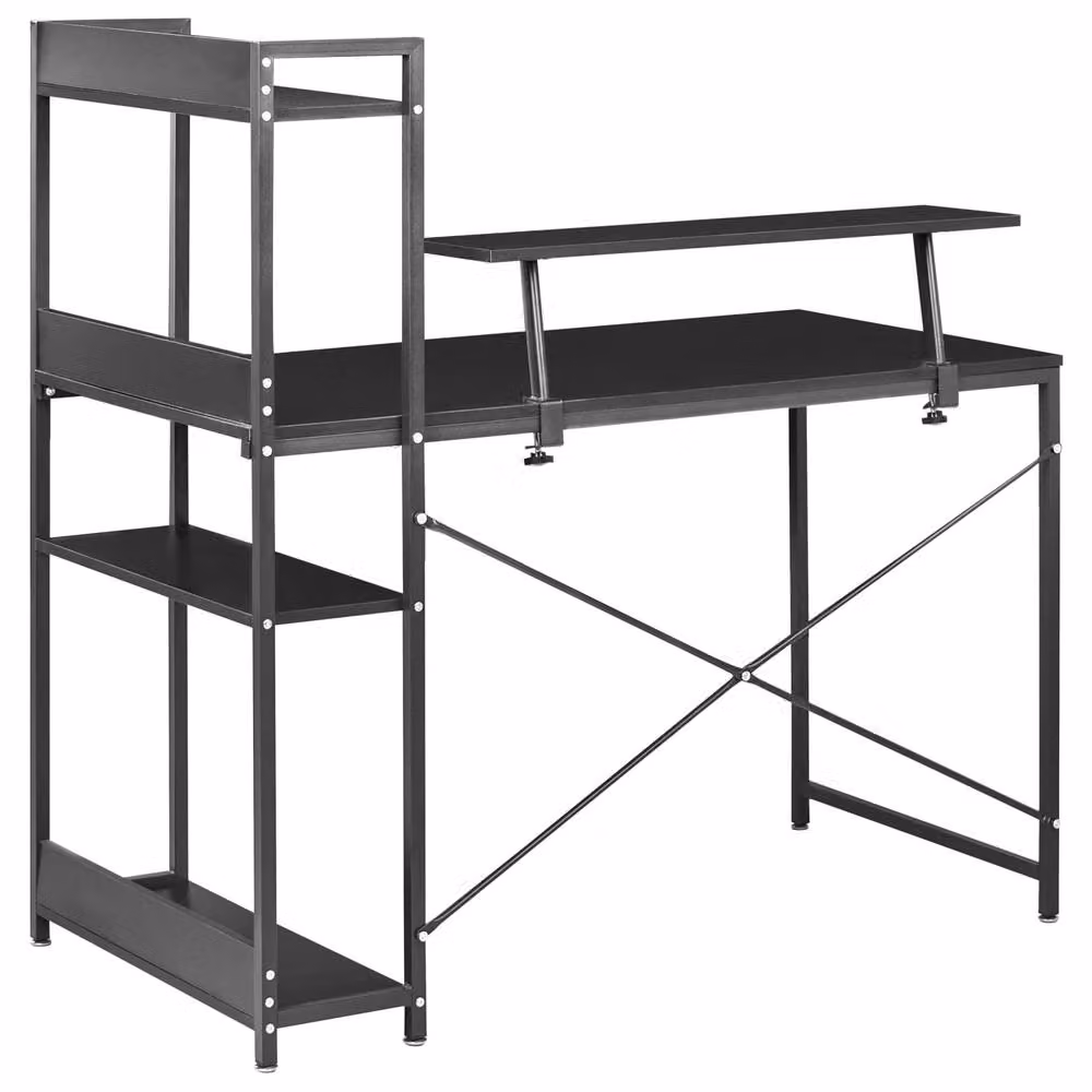 Wyld and Coco Industrial Writing Desk with Wood Top and Black Powder Coated Metal Frame, W/D/H: 120 x 120 x 75 cm – 3